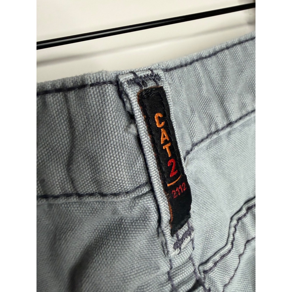 Ariat Work M4 Low Rise Boot Cut Grey Canvas Pants Distressed Faded Mens 34X30 - Picture 12 of 13